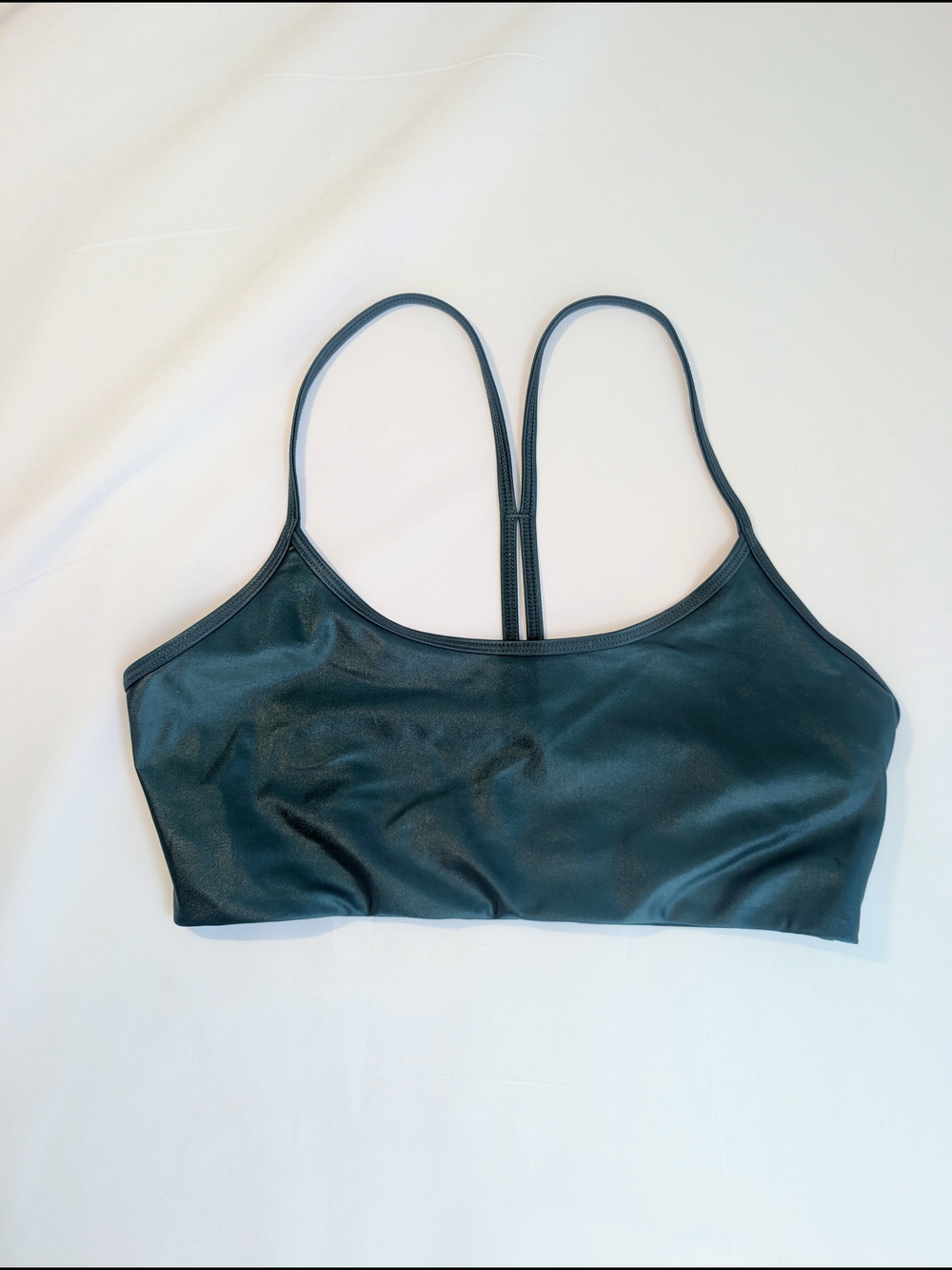 Greyson Divana Metalic Emerald Green Strappy Sports Bra